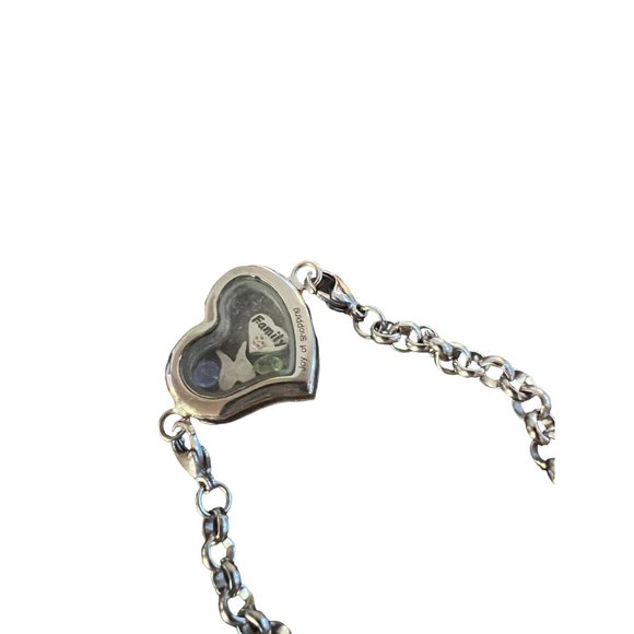 Joy of Shopping Dentist Assistant Tech Heart Floating Charm Bracelet Silver - Picture 6 of 13
